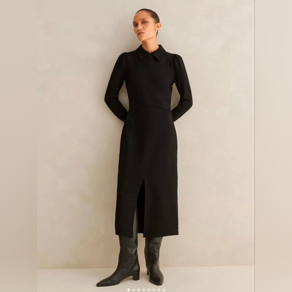 NWT ME + EM Travel Tailoring Midi Shirt Dress Black US Size 2